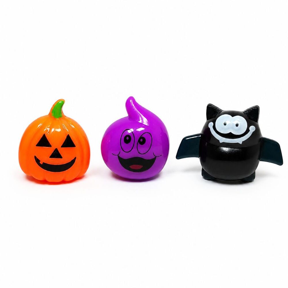 Lot of 3 Halloween Light Up Rings Pumpkin Ghost Bat LED Party Favors Age 3+ NEW